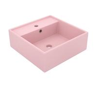 vidaXL Lavabo Lujoso Cuadrado Rebosadero de Cerámica 41x41cm Aseo Multicolor Rosa Mate