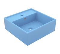 vidaXL Lavabo Lujoso Cuadrado Rebosadero de Cerámica 41x41cm Aseo Multicolor Azul Claro Mate
