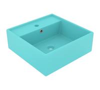 vidaXL Lavabo Lujoso Cuadrado Rebosadero de Cerámica 41x41cm Aseo Multicolor Verde Claro Mate