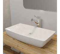 vidaXL Lavabo de baño lujoso rectangular de cerámica blanco 71x39 cm