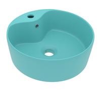 vidaXL Lavabo Lujoso y Rebosadero Cerámica 36x13 cm Aseo Inodoro Multicolor Verde Claro Mate