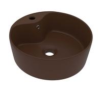 Vidaxl lavabo lujoso y rebosadero cerámica marrón oscuro mate 36x13 cm