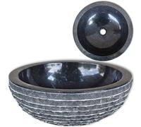 vidaXL Lavabo Redondo Neptuno Mármol Piedra Natural Ø40x15 cm Negro/Crema