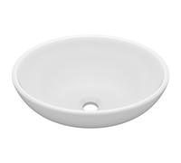 vidaXL Lavabo oval de cerámica, color blanco mate, 40x33 cm