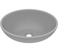 vidaXL: Lavabo oval de cerámica, color gris claro mate, 40x33 cm