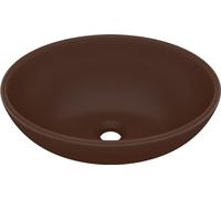 vidaXL: Lavabo oval de cerámica, color marrón oscuro mate, 40x33 cm