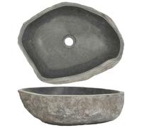 vidaXL Lavabo Ovalado, Cuenca de Piedra Natural, Pila de Lavamanos Fregadero, Decoración para Cuarto de Baño Aseo Hogar, Piedra de Río