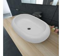 vidaXL Lavabo ovalado de cerámica blanco 63x42 cm