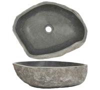 vidaXL Lavabo Ovalado Fregadero Lavamanos Cuenca para Baño Aseo Piedra de Río (45-53) x (34-41) x 15 cm