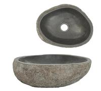 vidaXL Lavabo ovalado – Cuenca de piedra natural (piedra de río) para cuarto de baño