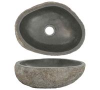vidaXL Lavabo ovalado piedra de río (29-38)x(24-31) cm