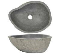 vidaXL Lavabo ovalado piedra de río (37-46) x(29-36) cm