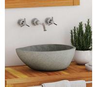 vidaXL Lavabo ovalado piedra de río – Piedra natural – (37-46)x(29-36) cm