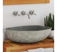 vidaXL Lavabo ovalado Piedra de río hecho a mano Textura natural 29-38/37-46/45-53 cm