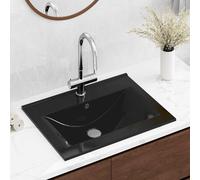 vidaXL Lavabo rectangular cerámica orificio de grifo negro 60x46 cm
