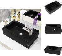 vidaXL Lavabo rectangular con orificio para grifo, cerámica negra, 46x25,5x12 cm - Lavabo para baño