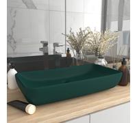 vidaXL Lavabo rectangular de lujo cerámica 71x38 cm Verde oscuro mate