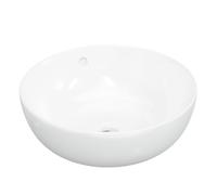 vidaXL Lavabo redondo cerámica blanco 44x17 cm