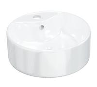 vidaXL Lavabo redondo para encimera con orificio de desagüe cerámica blanco 40x14,5 cm