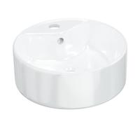 vidaXL Lavabo redondo para encimera con orificio de desagüe cerámica blanco 40x14,5 cm