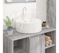 Vidaxl lavabo redondo de cerámica blanco 40x14,5 cm