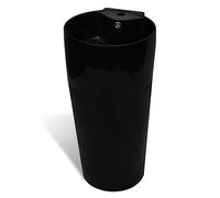 vidaXL Lavabo de pie redondo de cerámica con orificio para grifo y desagüe – Blanco, Negro