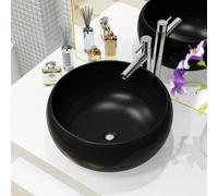 vidaXL Lavabo redondo de cerámica negro 40x15 cm
