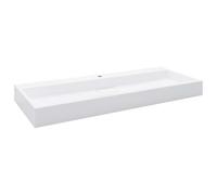 vidaXL Lavabo Resina Mineral/Mármol Baño Servicio Fregadero Pieza Fontanería Bricolaje Instalación Decoración Grifería Sanitario 120x46x11 cm Blanco