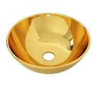 vidaXL Lavabo sanitario para baño 28x10 cm cerámica dorado
