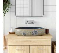 vidaXL Lavabo sobre encimera ovalado de cerámica 59x40x14 cm azul oscuro