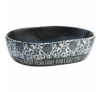 vidaXL Lavabo sobre encimera ovalado cerámica 47x33x13 cm Negro y Azul