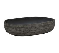 vidaXL Lavabo sobre encimera ovalado cerámica 59x40x14 cm Negro y gris