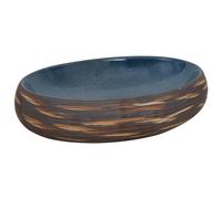vidaXL Lavabo sobre encimera ovalado cerámica 59x40x15 cm Azul Y Marrón