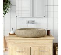 vidaXL Lavabo sobre encimera ovalado cerámica 59x40x15 cm Arena