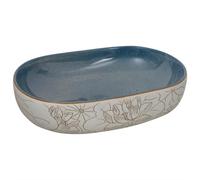 vidaXL Lavabo sobre encimera Ovalado cerámica 59x40x14 cm Arena y Azul
