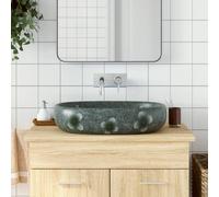 vidaXL Lavabo sobre Encimera Ovalado Lavamanos de Baño Cerámica Arena Color Gris y negro, Morado, Azul oscuro y mas