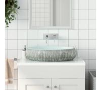 vidaXL Lavabo sobre Encimera Ovalado Lavamanos de Baño Tocador Cerámica Color Blanco, Gris, Azul y marrón y mas