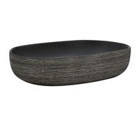vidaXL Lavabo sobre encimera ovalado cerámica 59x40x14 cm Negro y gris