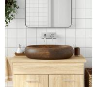 vidaXL Lavabo sobre encimera ovalado cerámica marrón 59x40x15 cm