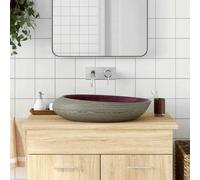 vidaXL Lavabo sobre encimera ovalado de cerámica, morado/gris 59x40x14 cm