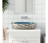 vidaXL Lavabo sobre encimera ovalado cerámica multicolor 59x40x15 cm