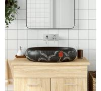 vidaXL Lavabo sobre encimera ovalado cerámica negro 59x40x15 cm
