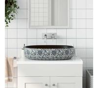 vidaXL Lavabo sobre encimera ovalado cerámica negro y azul 59x40x14 cm