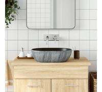 vidaXL Lavabo sobre encimera ovalado cerámica negro y gris 47x33x13 cm