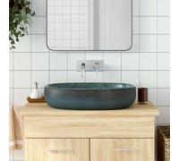 vidaXL Lavabo sobre encimera ovalado Cerámica 59x40x14 cm Turquesa