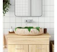 vidaXL Lavabo sobre encimera ovalado cerámica 59x40x15 cm Marrón y Verde