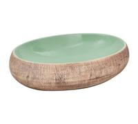 vidaXL Lavabo sobre encimera ovalado de cerámica 59x40x15 cm Verde y marrón