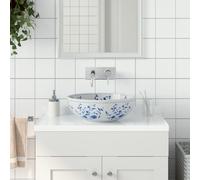 vidaXL Lavabo sobre encimera Monnet cerámica Ø41x14 cm Blanco y azul