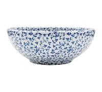 vidaXL Lavabo sobre encimera redondo – Lavamanos de tocador – Cerámica Φ41x14 cm – Blanco y azul
