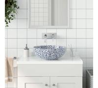 vidaXL Lavabo sobre encimera redondo cerámica blanco y azul Φ41x14 cm